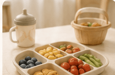 A snack tray of fresh fruit and vegetables